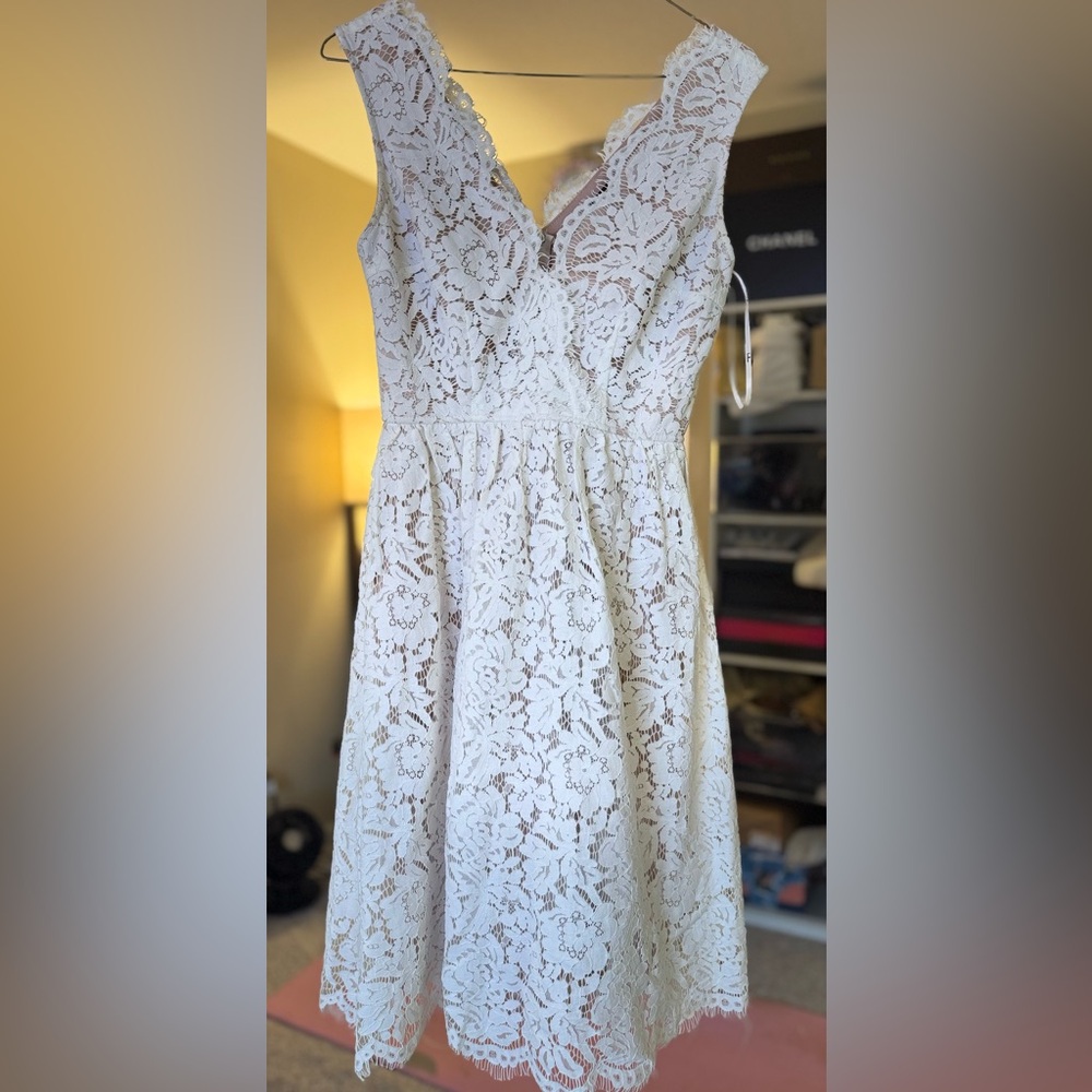 Lulu's White Lace Midi Dress